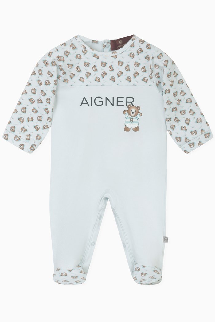 

Logo Print Bodysuit in Cotton, Blue