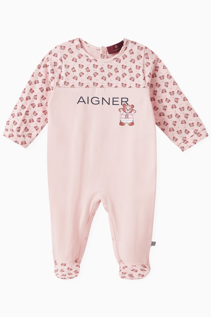 

Logo Print Bodysuit in Cotton, Pink