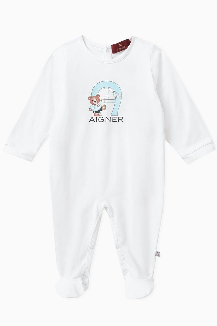 

Logo Print Overalls in Cotton, White