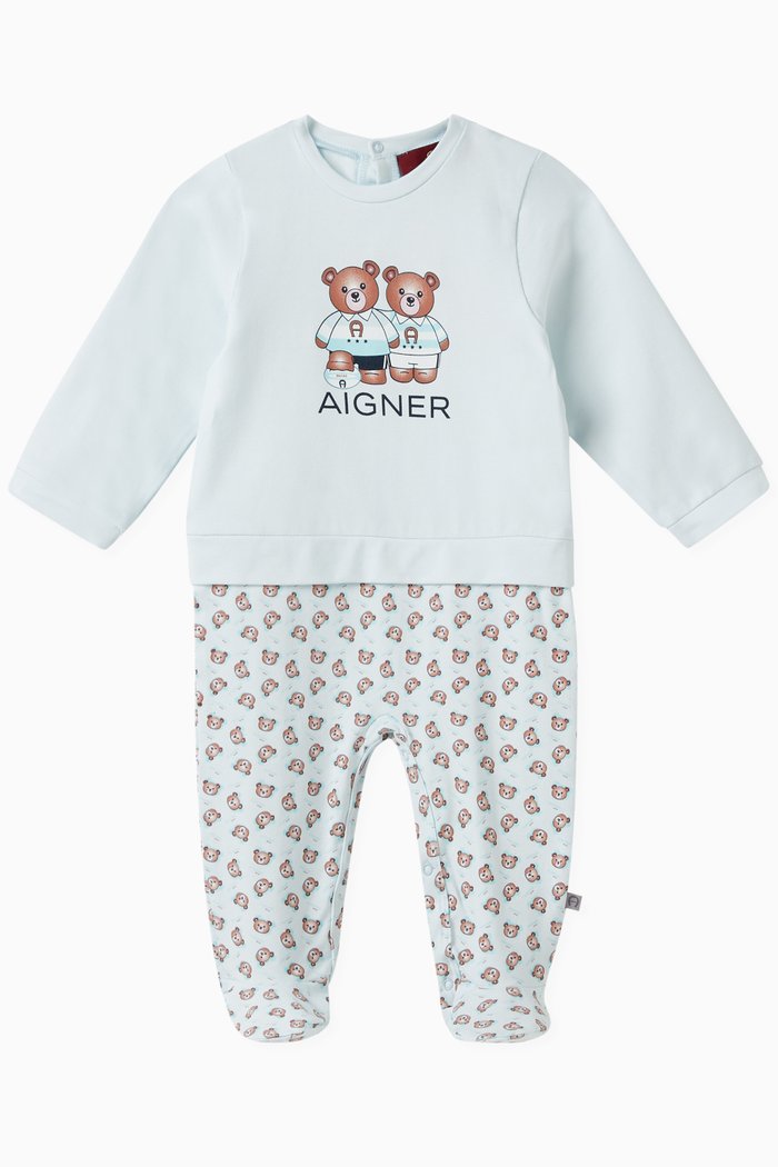 

Logo Print Bodysuit in Cotton, Blue