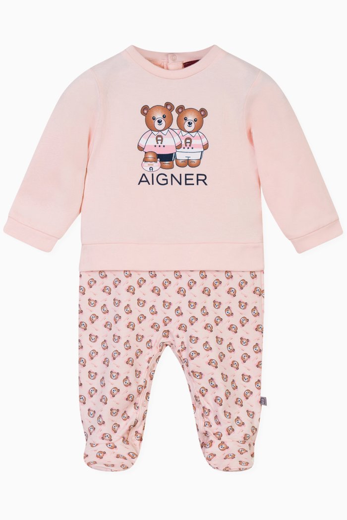 

Logo Print Bodysuit in Cotton, Pink