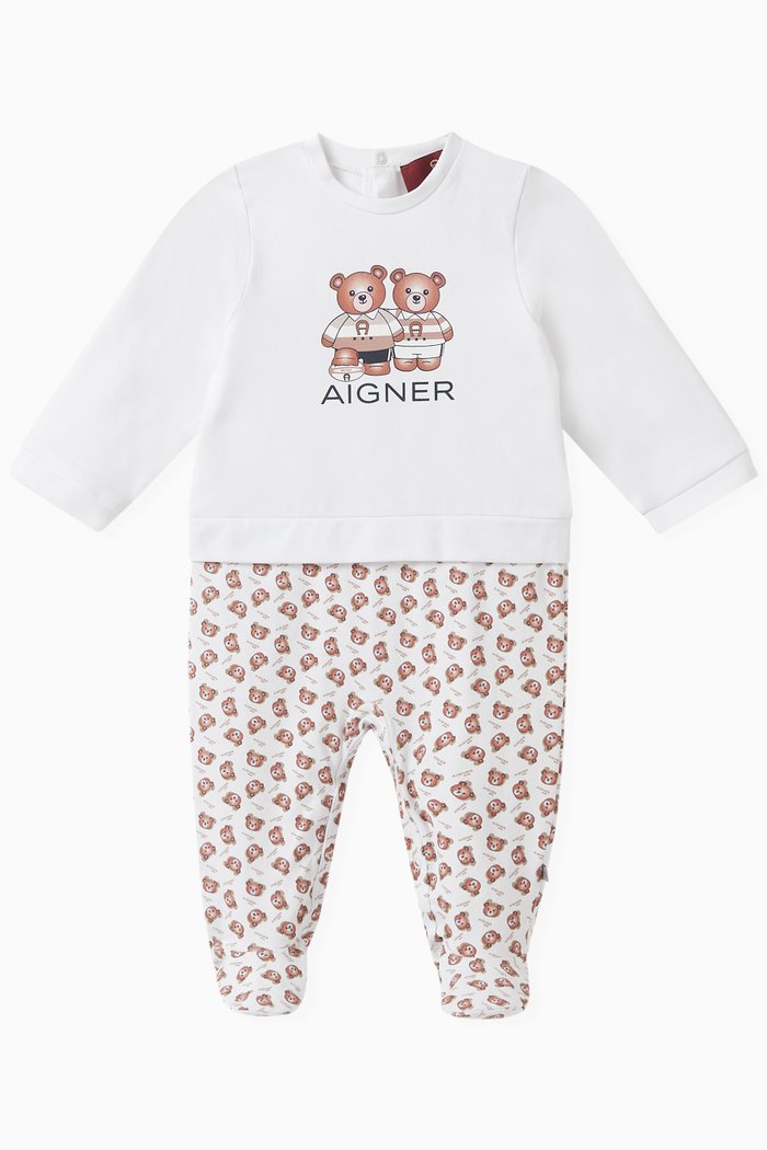 

Logo Print Bodysuit in Cotton, White