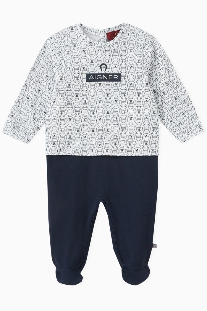 

Dual-tone Logo Print Overalls in Cotton, White