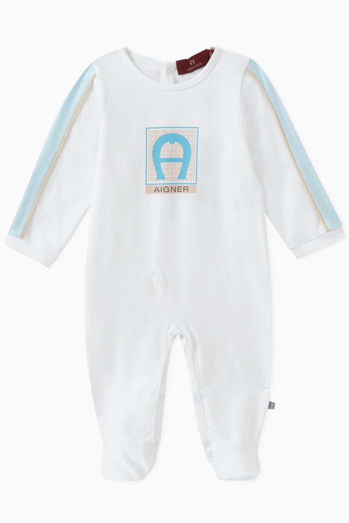 

Logo Print Overalls in Cotton, White