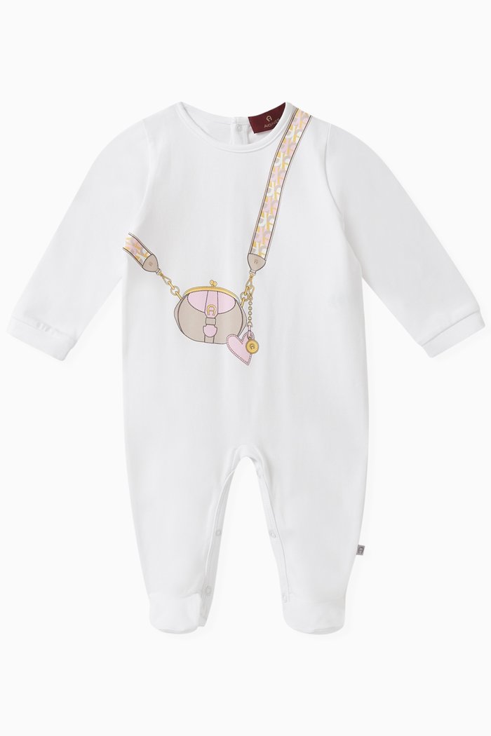 

Bag-print Sleepsuit in Pima Cotton-jersey, White