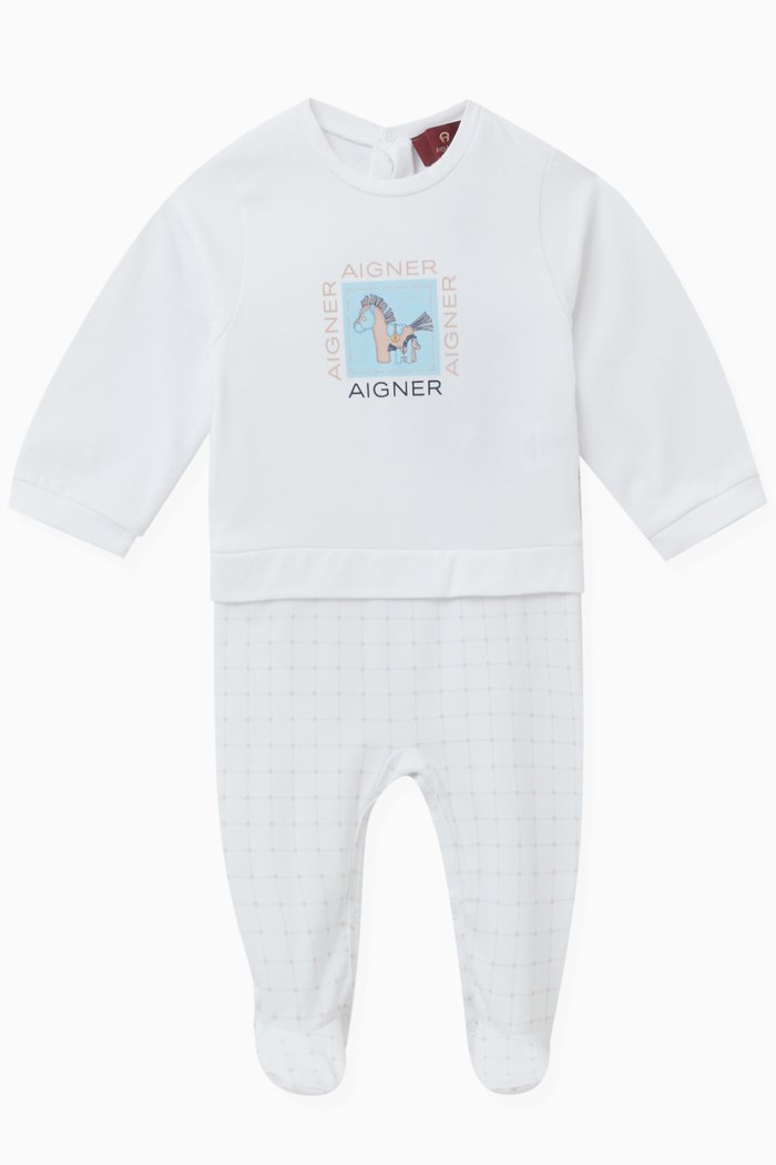 

Logo-print Sleepsuit in Cotton-jersey, White