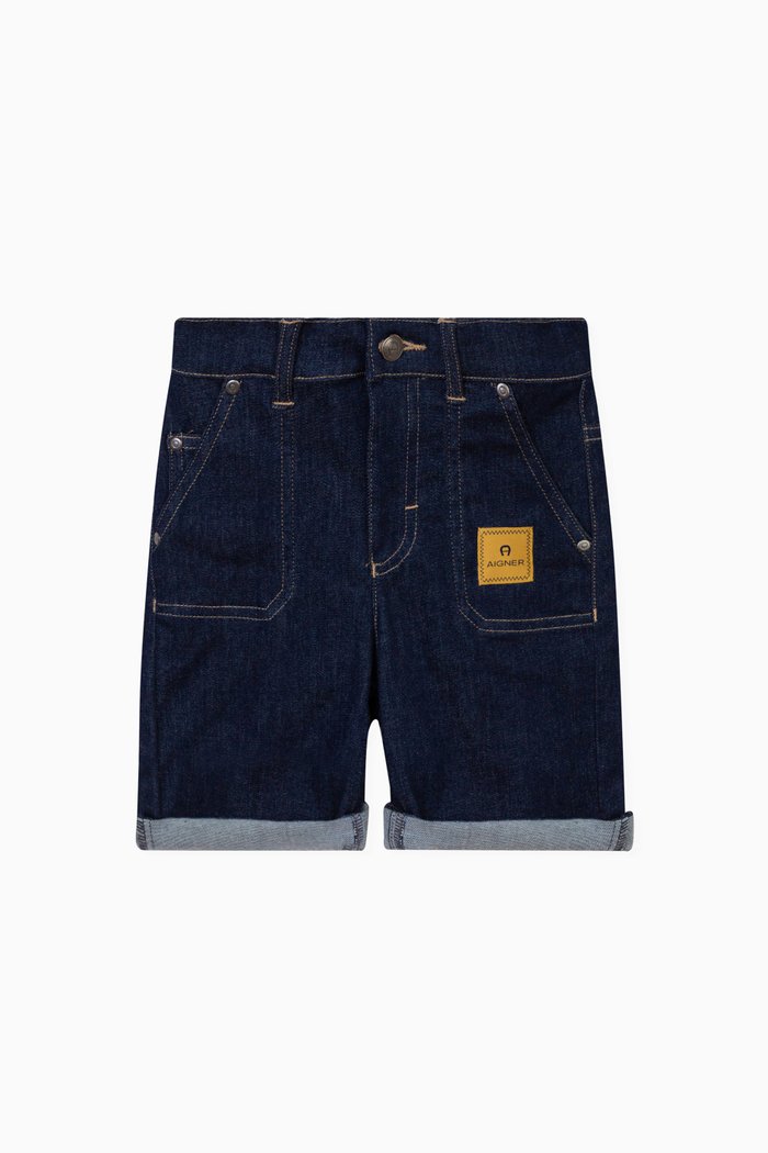 

Logo Denim Shorts in Cotton, Blue