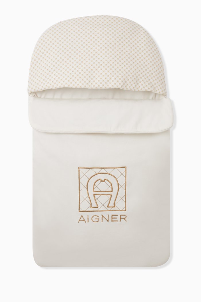 Logo-embroidered Sleeping Bag in Pima Cotton, Gold