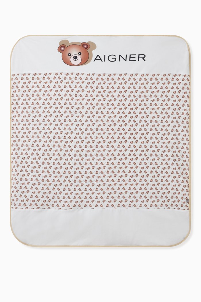 

Bear Logo Baby Blanket in Pima Cotton, White