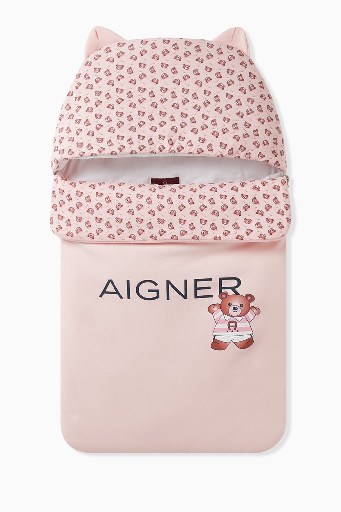 

Bear Logo Sleeping Nest in Pima Cotton Jersey, Pink