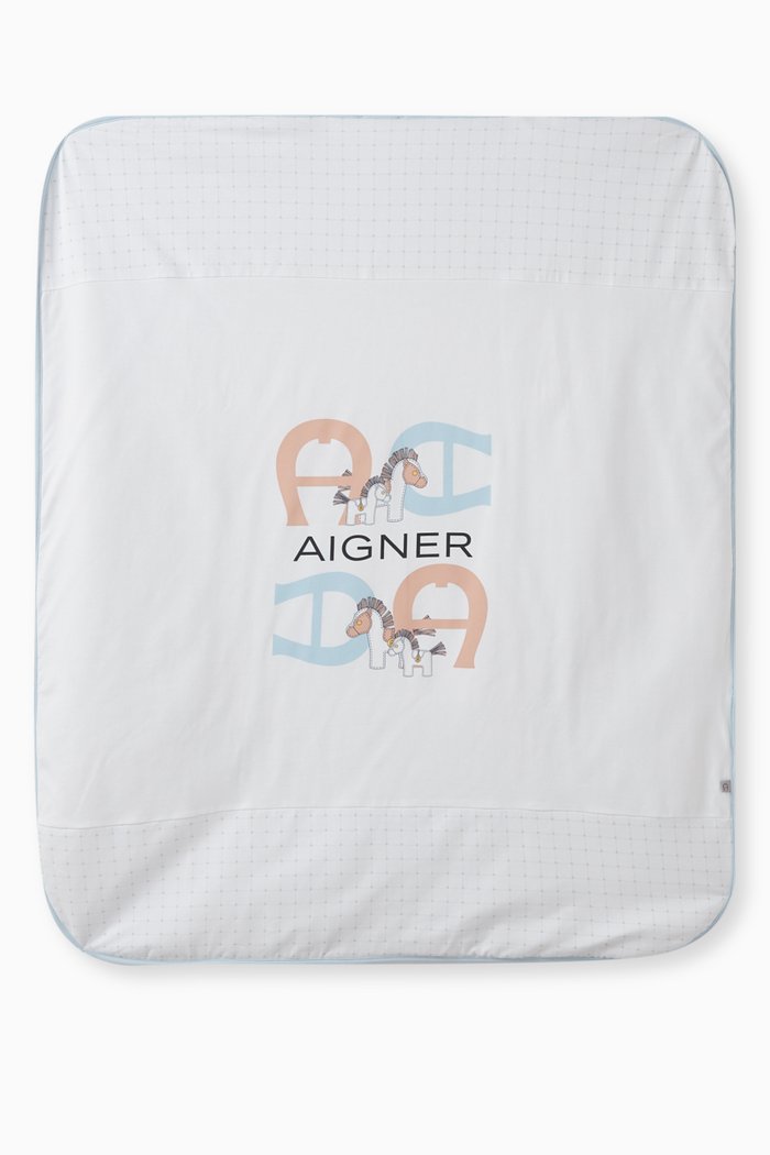 

Horse Logo Baby Blanket in Pima Cotton, Blue