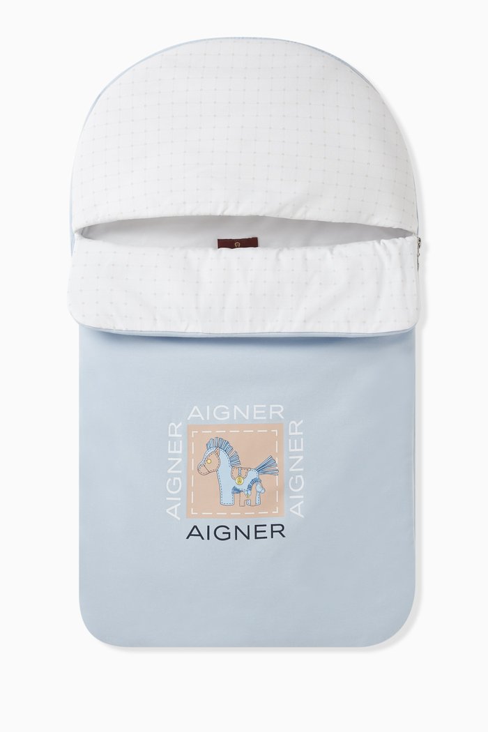 

Horse Logo Sleeping Nest in Pima Cotton Jersey, Blue