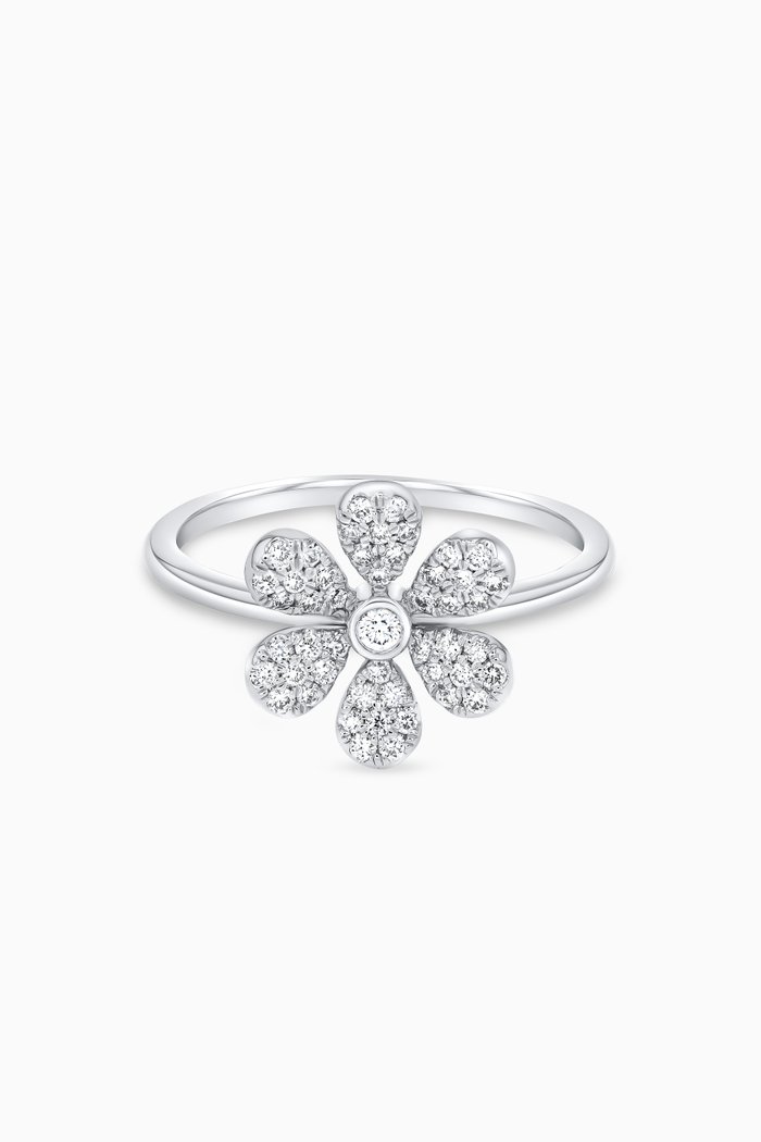 

Flora Diamond Ring in 18kt White Gold