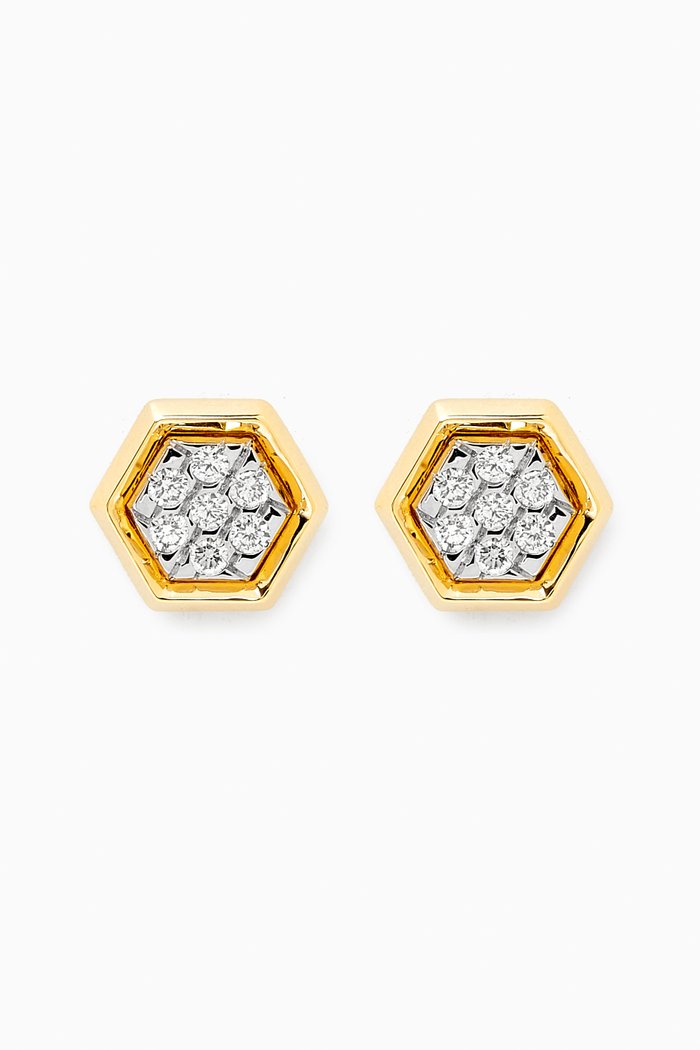 

Illusion Pentagonal Diamond Studs in 18kt Gold, White
