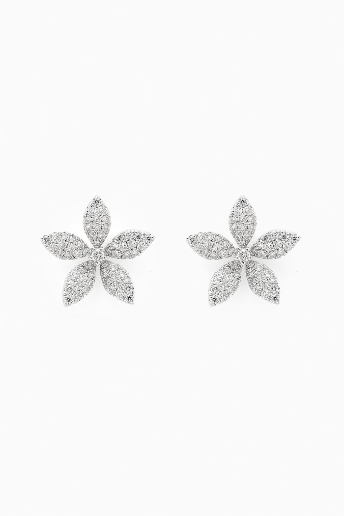 Flora Diamond Studs in 18kt White Gold