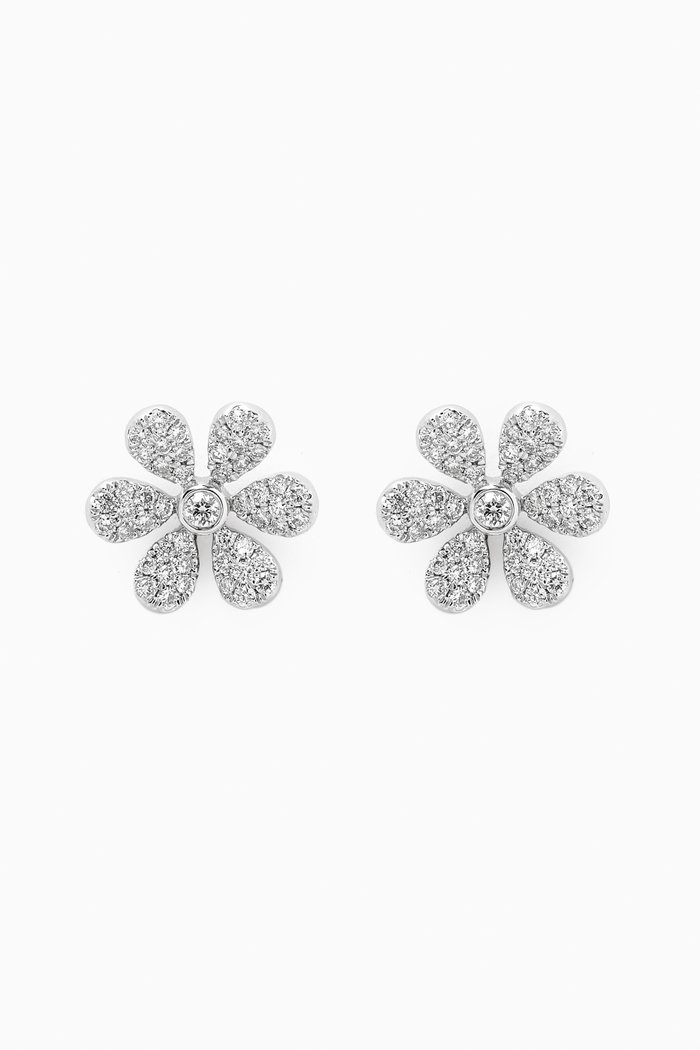 

Flora Diamond Studs in 18kt White Gold
