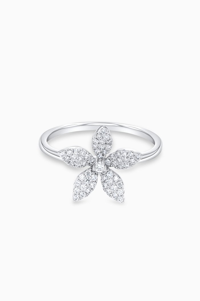

Flora Diamond Ring in 18kt White Gold