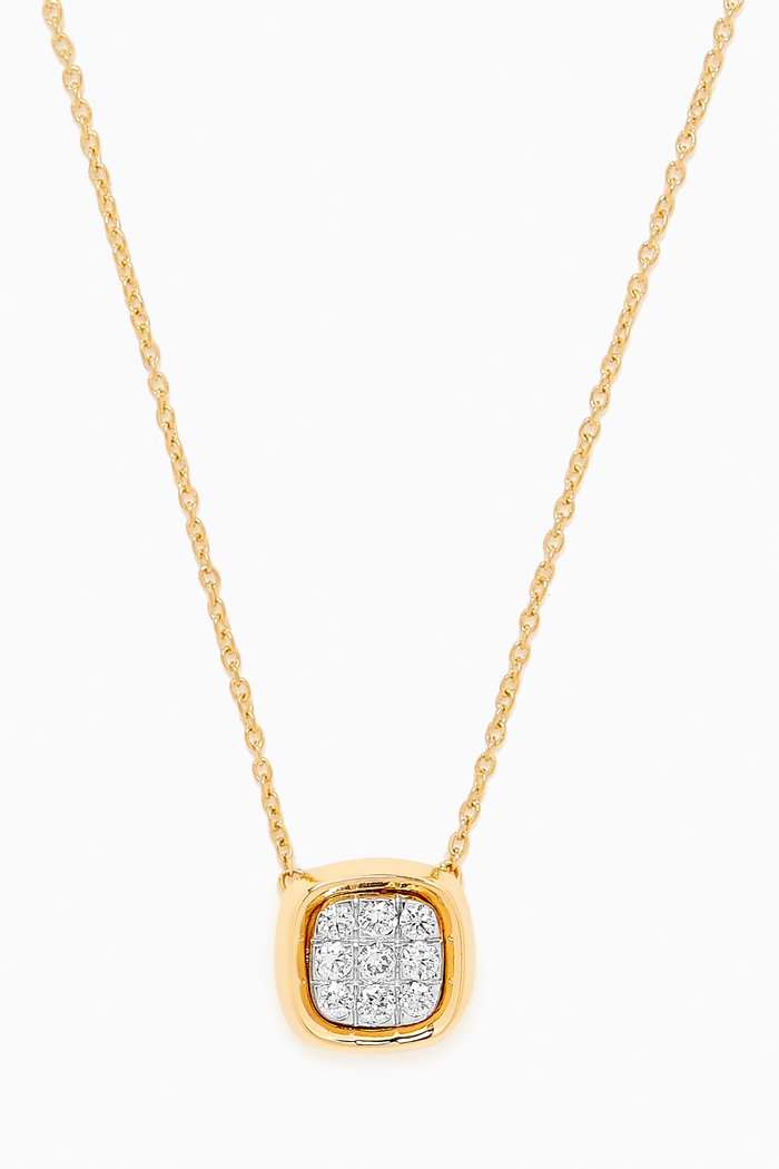 

Illusion Cushion Diamond Necklace in 18kt Gold, White