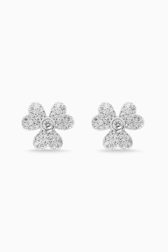 

Flora Diamond Earrings in 18kt White Gold
