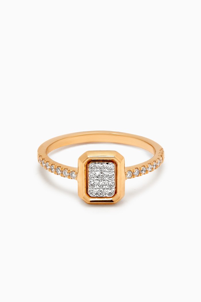 

Illusion Rectangular Diamond Ring in 18kt Gold, White