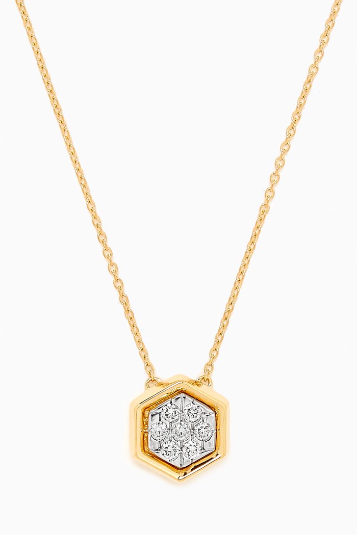 

Illusion Pentagonal Diamond Necklace in 18kt Gold, White