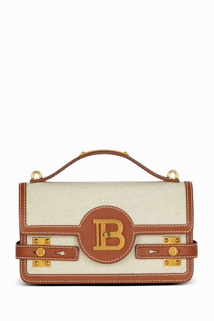 

B-Buzz 24 Shoulder Bag in Canvas & Leather, Brown