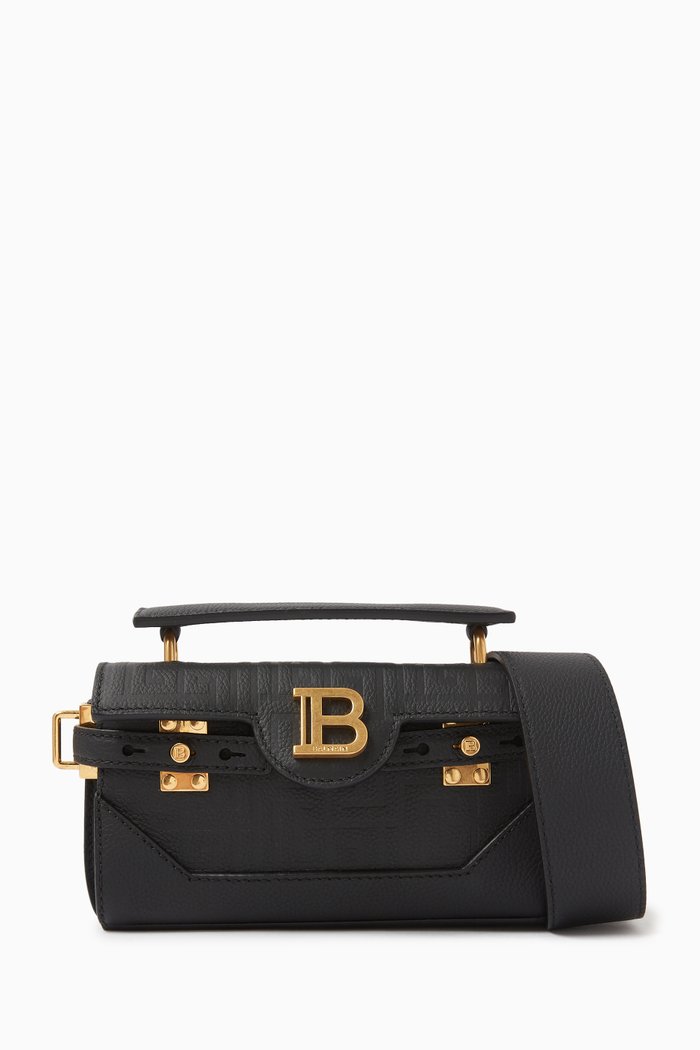 B-Buzz 19 Baguette Bag in Grained Leather, Black