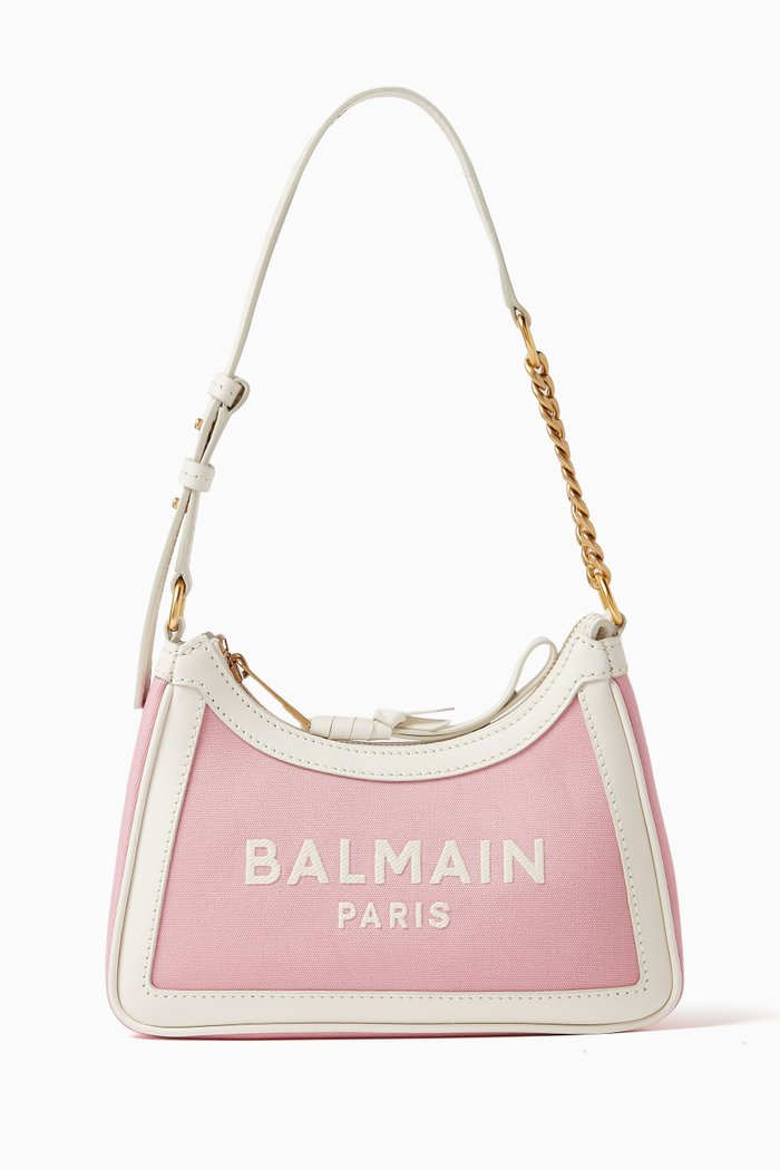 

B-Army Shoulder Bag in Canvas & Leather, Pink