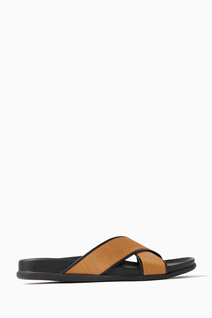 

Thais Footbed Sandals in Nappa & Raffia, Brown