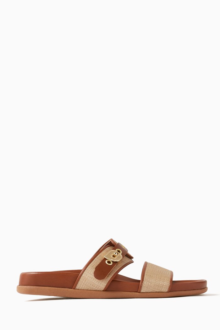 

Latria Sandals in Leather & Raffia, Neutral