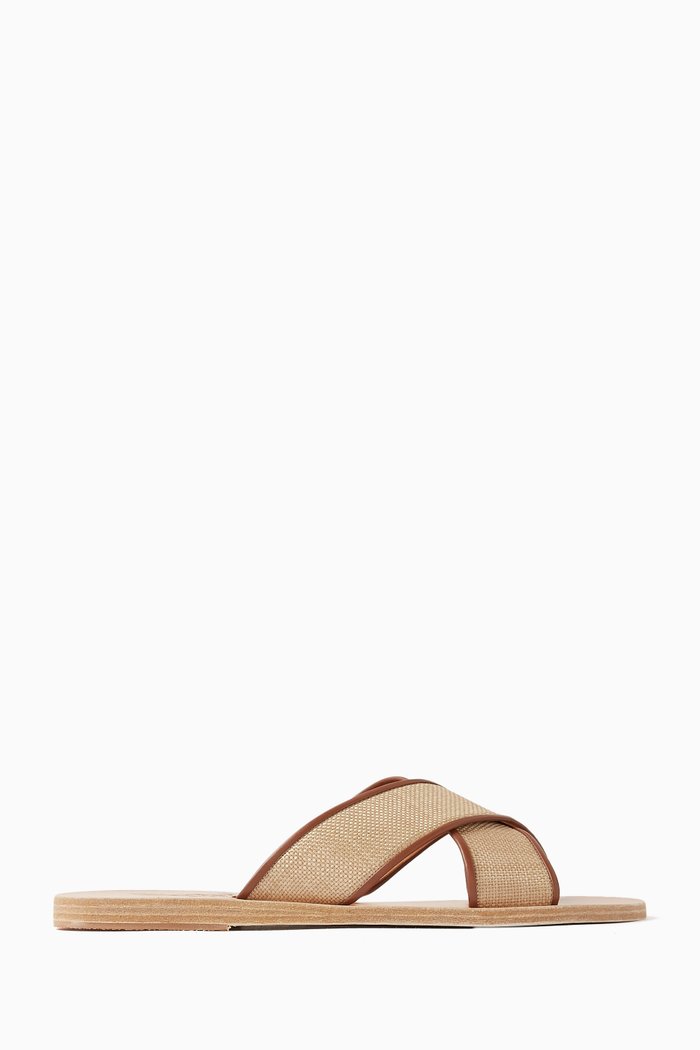 

Thais Sandals in Nappa & Raffia, Neutral