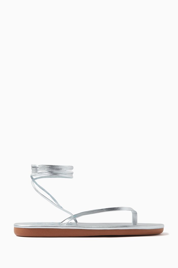 

Sahara Flip-flop Sandals in Nappa Leather, Silver