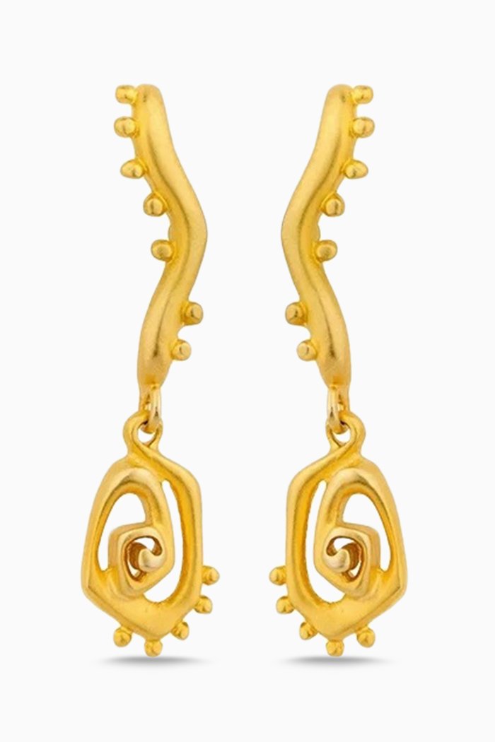 

Mini Gaia Drop Earrings in 18kt Gold-plated Brass