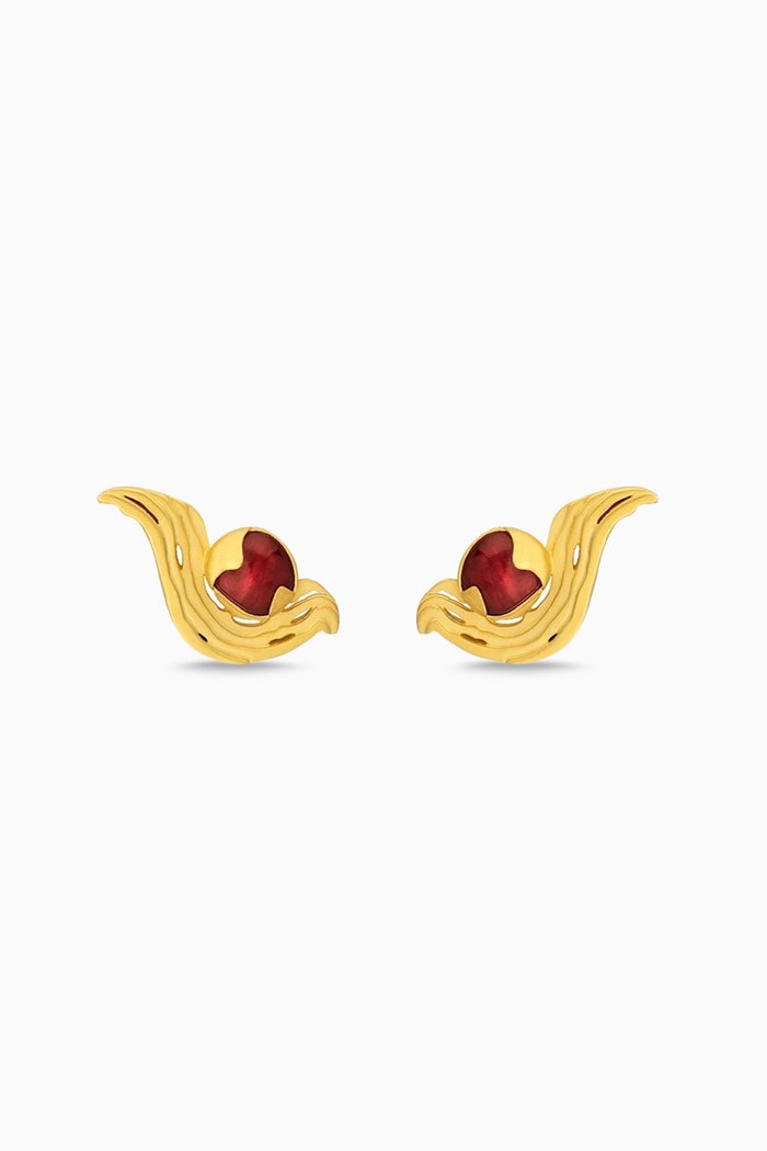 

Mini Meteorite Earrings in 18kt Gold-plated Brass, Red