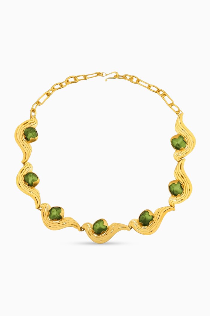 

Meteorite Necklace in 18kt Gold-plated Brass, Green