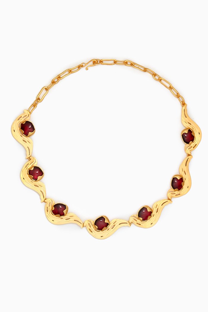 

Meteorite Necklace in 18kt Gold-plated Brass, Red