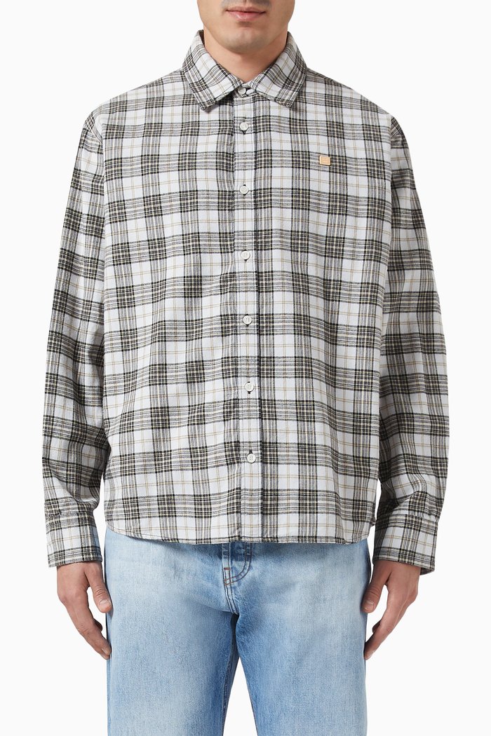 

Flannel Check Button-up Shirt in Cotton, Multicolour