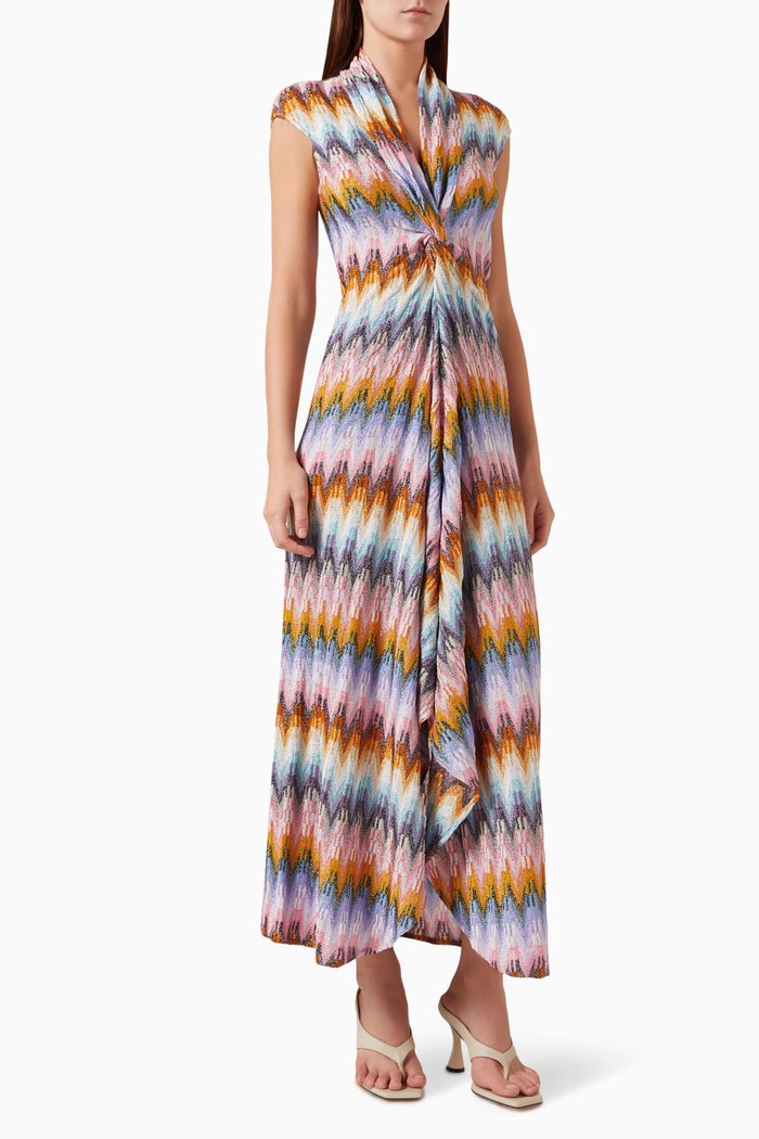 

Chevrom Raschel Maxi Dress in Viscose-lurex Knit, Multicolour