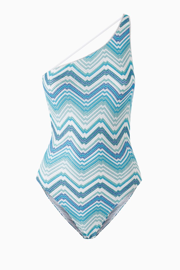 

One-shoulder One-piece Swimsuit, Blue