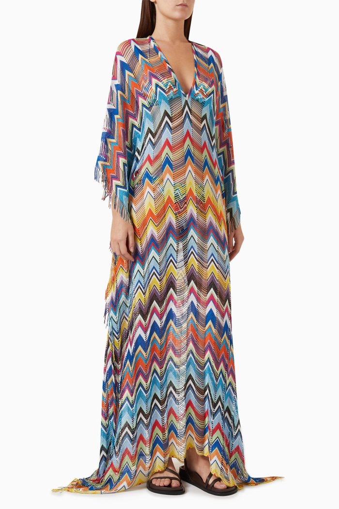 

Long Cover-up Kaftan in Lurex-knit, Multicolour
