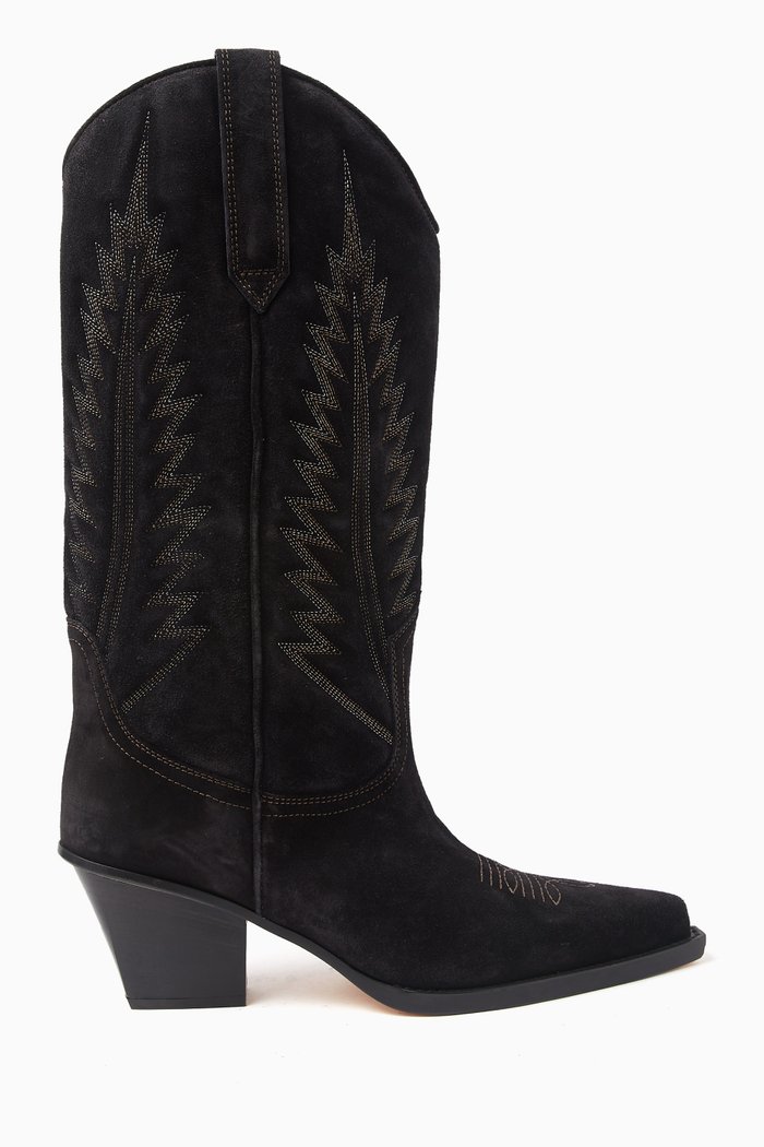 

Rosario 60 Knee-high Cowboy Boots in Suede, Black