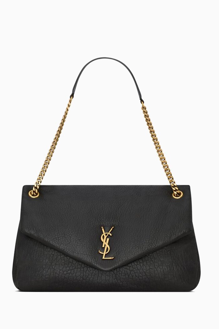 Large Calypso Shoulder Bag in Grained Lambskin, Black