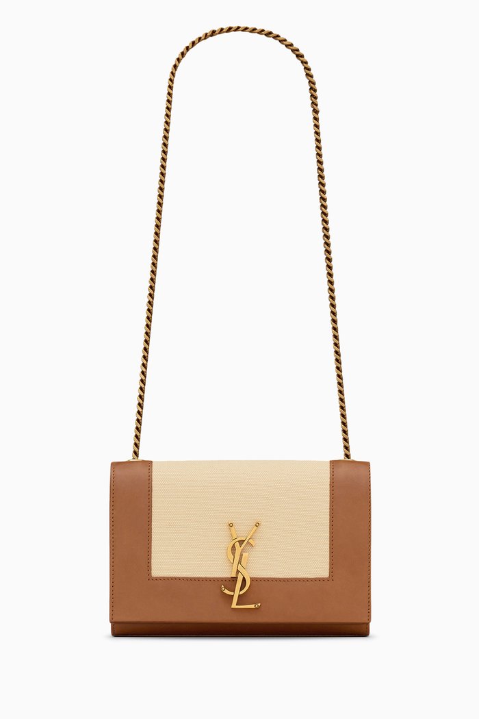 

Small Kate Shoulder Bag in Canvas & Leather, Neutral