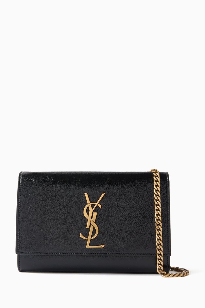 

Small Kate Chain Bag in Grain Leather, Black