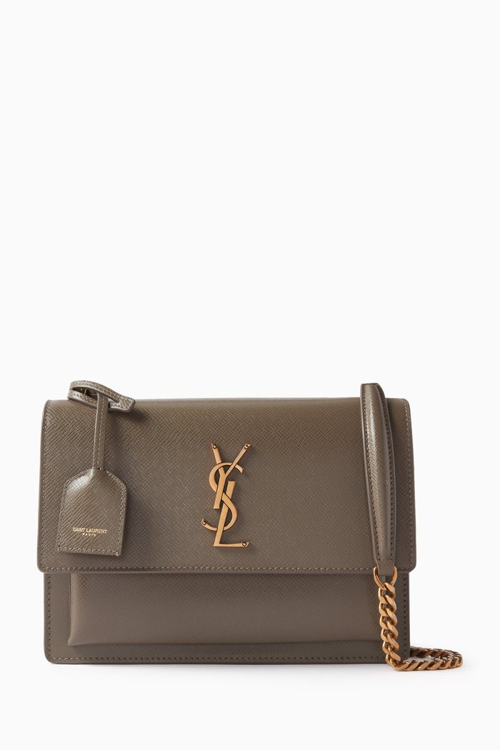 

Medium Sunset Shoulder Bag in Leather, Neutral