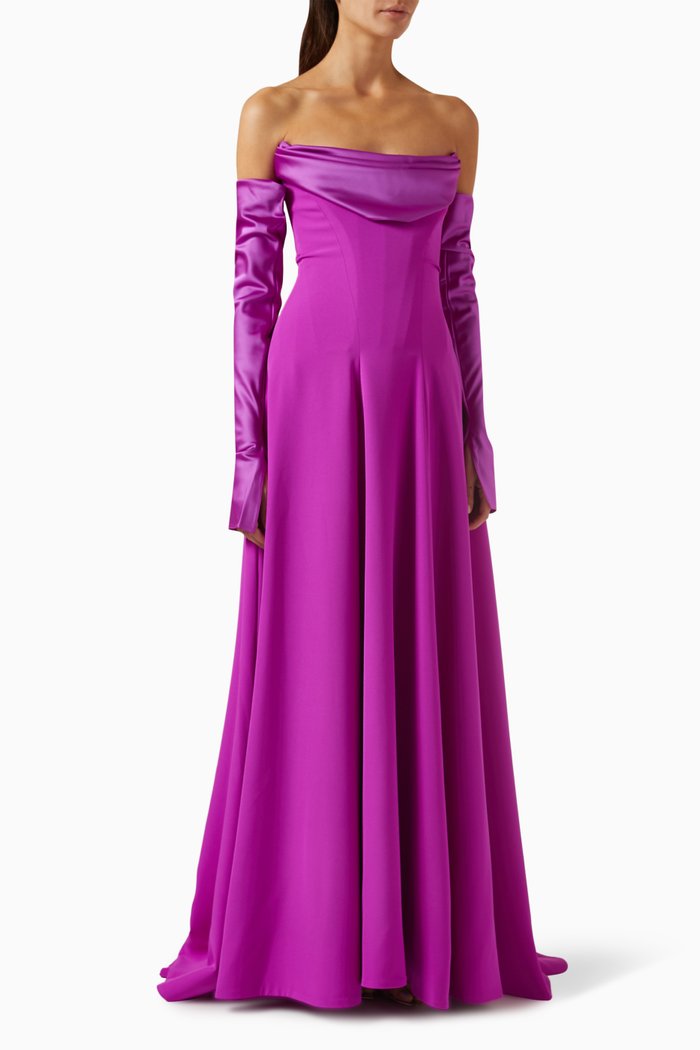 

Salma Maxi Dress in Crêpe, Purple
