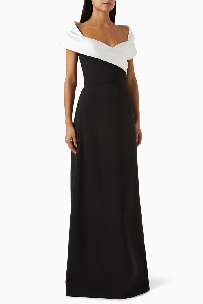 

Willow Maxi Dress in Mikado & Crepe, Black