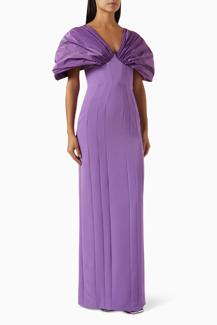 

Everlyn Maxi Dress in Taffeta & Crepe, Purple