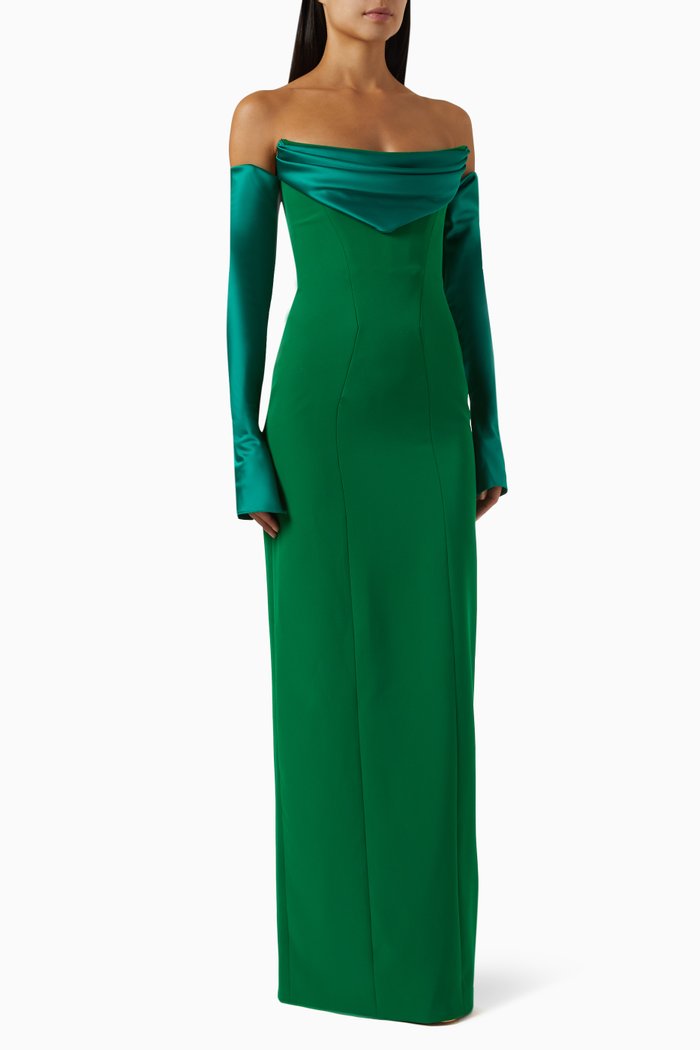 

Eris Maxi Dress in Crepe, Green