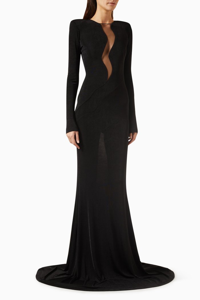 

African Colour-Block Maxi Dress, Black